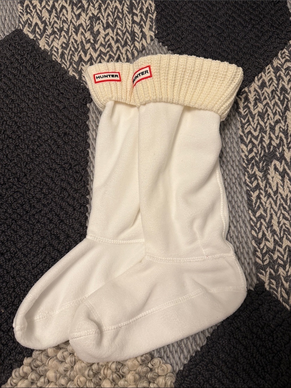 Hunter Cream & White Fleece Boot Socks